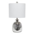 Feeltheglow Silvery Glass Table Lamp with Light Gray Shade FE2519863